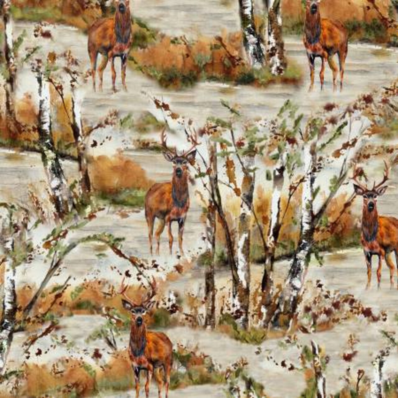 Fabric Hoffman Fall Deer Into the Woods by the Quarter Yard W5524-714